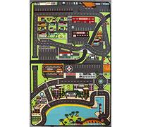 TAPITOM® Tapis Enfant Routes dans la Ville 130x200cm | Tapis de Sol pour Chambre d'enfant Route et Circuit pour Petites Voitures, antidérapant, Ourlet, Normes CE