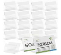 TAPKUA 50 Pièces Présentoirs de Table Inclinés, 10x6 cm Présentoirs en Acrylique Transparent, Supports de Présentation de Panneaux, Affichage de Porte-nom Pour Papier, Cartes, Images, Menus, etc