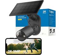 Tapo C411 Kit caméra WiFi Externe à énergie Solaire, 2 K 3 MP, Batterie 6 400 mAh jusqu'à 180 Jours après Une Seule Charge, Vision Nocturne à Couleur, Alarme avec détection de Mouvement, IP65