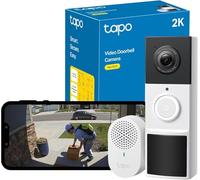 Tapo D210 Sonnette sans Fil avec caméra Exterieur 2K 3MP, IP65 étanche, Ultra Grand Angle 160°, Vision Nocturne en Couleur, Détection Humaine AI Gratuite, Audio Bidirectionnel, Installation Facile