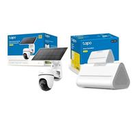 Tapo KIT 4 caméras C630 Caméra de Surveillance extérieure Solaire 360° 3K 5MP avec Batterie H500 Hub Intelligent pour la Maison, Alarme intégrée, connectez jusqu'à 16 caméras