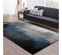 Tappeti Design Tapis Style Moderne Tapis Poils Ras Lignes de dégradé Simples Gris Bleu foncé et Noir,Poils Courts, bordé, Doux, Lavable-130 * 190cm (4.2ft x 6.2ft)