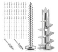 Tapvai 50Pcs Cheville Placo Charge Lourde, Vis Placo avec Vis | Chevilles Placo, Chevilles Auto-Bloquantes, Cheville Molly pour La Fixation Dans Le Béton, Les Briques, Les Plaques Etc