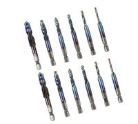 Tarauds combinés en acier rapide avec spirale, 12 piece set | Canaux à copeaux à cannelure hélicoïdale, structure combinée de perçage et de taraudage, pour les tâches de pièces