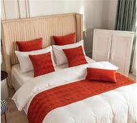 TAREV Chemin de lit rouge pour pied lit, housse couette décorative en velours, motif ondulé, jeté des deux côtés, écharpe protection chambre d'hôtel, 45 x 240 cm, 45*240cm for 1.8m Bed