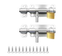 Targette de Porte - Loquet Porte - Verrou Porte 4 Pouces - Targette de Porte Extérieur 2 Pièces - Acier Inoxydable, Coulissant, Antirouille, Avec Vis - Pour Portes, Clôtures, Jardin (Argenté)