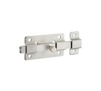 Targette Pêne plat 75 x 42 mm avec corps, bouton et gâche - Inox - 013914