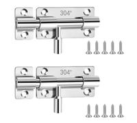 Targette Porte Acier Inox Loquet Coulissant Verrou Chambre Jardin Garage | Acier inox robuste | Sécurité renforcée | Installation facile | Pour porte, placard, jardin, garage