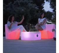 TARIDA-Table basse lumineuse LED d'extérieur RGB solaire rechargeable L59cm Blanc New Garden