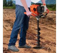 Tarière à essence 52 cc avec embout en escargot de 4/6/8" - Pelleteuse moteur pour trous de poteaux - Construction de clôtures et plantation d'arbres - Puissance de 1460 W - Barre d'extension et