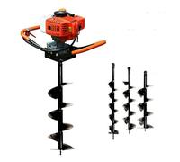 Tarière à essence à 2 temps 198 CC | 5200 W Puissante pelle de trou pour installation de clôture | Kit de forage et aléseur de trou