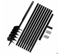 Tarière de sol avec manche et tube d'extension - vidaXL - acier - noir - 9 m 2289540