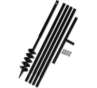 Tarière de sol avec manche, pour plantation et aération, acier noir, double spirale Ø 100 mm, longueur totale 1 m, extensible jusqu'à 5 m avec 4 tubes