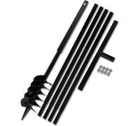 Tarière de sol manuelle, pour creuser et aérer le compost, en acier noir, double spirale Ø 120 mm, manche 0,6 m, 4 tubes d'extension 1 m