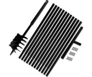 Tarière manuelle à spirales doubles, pour creuser, aérer, mélanger, acier ultra résistant, diamètre 180 mm, avec 12 rallonges de 1 m, noir