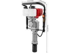 Tarière - Tarière à essence pour trous de poteaux - Moteur 52 cm³ 2 temps - Puissance 1900 W - Pour forets de 55 à 70 mm - Pour le jardin, le bâtiment, l'agriculture - Rouge