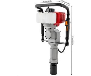 Tarière - Tarière à essence pour trous de poteaux - Moteur 52 cm³ 2 temps - Puissance 1900 W - Pour forets de 55 à 70 mm - Pour le jardin, le bâtiment, l'agriculture - Rouge