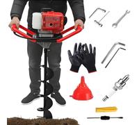 Tarière thermique 4 temps pour poteaux de clôture | Rallonges de 80 cm, pour poteaux de clôture, jardin et exploitation agricole(15cm)