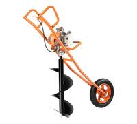 Tarière Thermique 63 CC 2,2 kW avec Roue et Mèche 300 mm, Moteur 2 Temps | Pour poteaux, clôtures et plantations, avec mèche Ø300 mm incluse, roue de transport et diamètre compatible 60-300 mm