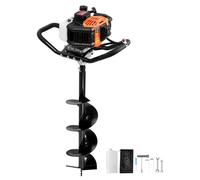 Tarière VEVOR avec moteur à essence, 43 CC, 1250 W, tarière à essence avec couronnes de forage 8 pouces, bêche à trous pour clôtures de poteaux pour terres agricoles, plantes de jardin, orange+noir