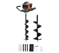 Tarière VEVOR avec moteur à essence, 52 CC, 1450 W, tarière à essence avec couronnes de 6 et 10 pouces et 3 tiges d'extension, tarière pour clôtures de poteaux pour terres agricoles, plantes de jardin