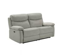 TARIFA - Canapé 3 Places Relax Manuel Gris Clair Tissu Waterproof