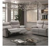 Ensemble 2 Canapés Fixe 2 Places et Relax Electrique Tissu Gris - TARIFA -