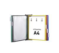 Tarifold Fr 414109 - Support Kit Mural document Tarifold métal, 10 pochettes A4 assortie, Présentation documents