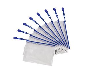 Tarifold Fr 509061- Lot de 8 Pochettes Plastique Format A6 Zip, Fermeture éclair Document Chemises transparentes Dossier pour Bureaux, Voyage, école, Maison, Couleur Bleu
