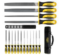 TARIST Lot de 17 limes avec sac à outils, comprend 4 grandes limes en métal, 12 limes à aiguilles et une brosse métallique, pour le métal, le bois et plus encore