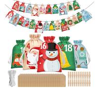 Tarklanda Calendrier de l'Avent Vide à Remplir 2025, Calendrier de l'avent à Remplir Femme Homme Enfant, 24 Pochette Tissu Kit avec Numeroté Cadeaux Décoration de Noël