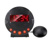 TARSHYRY Réveil Fort avec Lits de Lit, Réveil Vibrant avec Affichage LED pour Les Dormeurs Lourds/Dur à Entendre/Sourd/Adolescents, luminosité/Volume Réglable (Black)
