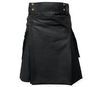 Tartanista Kilt utilitaire en coton lourd pour homme (longueur : 61 cm), noir uni, 44