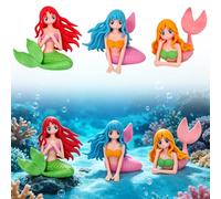 Tashce 3 Pièces Mini Figurine Sirène, Topper, Déco Gâteau, Cadeau Fille | Décoration Anniversaire, Aquarium, Jardin Féerique, Décoration Marine, Figurines Résine, Peintes à la Main