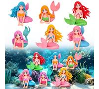 Tashce 6 Pièces Mini Figurine Sirène, Topper, Déco Gâteau, Cadeau Fille | Décoration Anniversaire, Aquarium, Jardin Féerique, Décoration Marine, Figurines Résine, Peintes à la Main