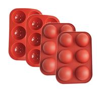 TASHELLS Lot de 4 petits moules en silicone ronds à 6 trous en forme de demi-sphère pour chocolat, gâteau, gelée, souris dôme