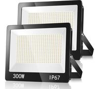 TASINUO Projecteur Exterieur LED 300W 2 Pièce, IP67 Imperméable Spot LED Extérieur Avec Transformateur, 30000LM 6500K Blanc Froid Eclairage de SécuritéD Pour Terrasse, Jardin, Garage, Usine, Stade