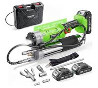 TaskStar 12000PSI Pompe à Graisse Electrique, Pistolet à Graisse 2-en-1 | 2 Batteries, Tuyau de 120 cm, Raccord Rapide, Adaptateur à 90°, Embout, LED, pour Le Bricolage, l'industrie et l'agriculture