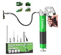 TaskStar Pompe à Graisse Manuelle 8000PSI, 5 Embout, Tuyau Flexible de 45cm | Pistolet Graisseur avec Raccord Rapide, Aiguille de graissage, 1 Tuyau Rigide, pour Cartouche 400g, pour Automobile, Tracteur