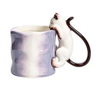 Tasse 3D chat 280 ml : jolie tasse en céramique avec en forme de chat - Tasse à café peinte à la main comme idée de cadeau originale pour femmes, petite amie et fans de chats, bureau et maison