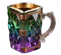 Tasse à boisson avec poignée sculptée en verre étoilé, hauteur de 9, 2 cm, tasse d ' accent quotidien pour la pause-café à la maison, de table, tasse à boisson fantaisie, tasse à thé à facettes, à