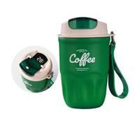 Tasse à boisson isolée en acier inoxydable avec couvercle à boire, tasse à café portable, sangle de transport et poignée arrondie, tasse en acier inoxydable avec sangle de transport, tasse à couvercle