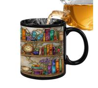 Tasse à café - 350 ml - Motif chat - Tasse à eau en céramique pour les amateurs de livres - Pour chocolat, thé, eau, jus, maison, dortoir, hôtel, appartement, amis des animaux, amateurs de lecture
