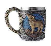 Tasse à café 3D en acier inoxydable, tête de loup en résine, cadeau pour homme, tasse viking, décoration de loup, verre à boire de la fête gothique