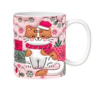 Tasse à café 3D | Tasses à café à boire avec chat de Noël, tasse à thé | en céramique, bonnet de Noël, tasses à café d'hiver, 350 ml, pour femmes, hommes, amis, couples