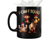 Tasse à café amusante en céramique Motif poulet | Tasse à café pour bureau, école, café, appartement, ferme, salon, salle à manger, cuisine, noir