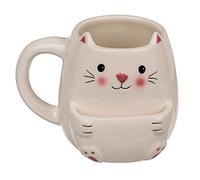 Tasse à café avec compartiment à biscuits - Motif chat - Transparent