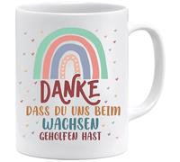 Tasse à café avec inscription « Danke dass du uns zum Wachsen gehelfen hat » | Petit cadeau d'adieu éducatrice blanc standard | Tasse Merci de nous avoir aidés à grandir | Cadeau d'adieu à la