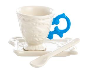 Tasse à café avec soucoupe et cuillère I-WARES bleu clair, Seletti