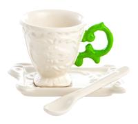 Tasse à café avec soucoupe et cuillère I-WARES vert, Seletti